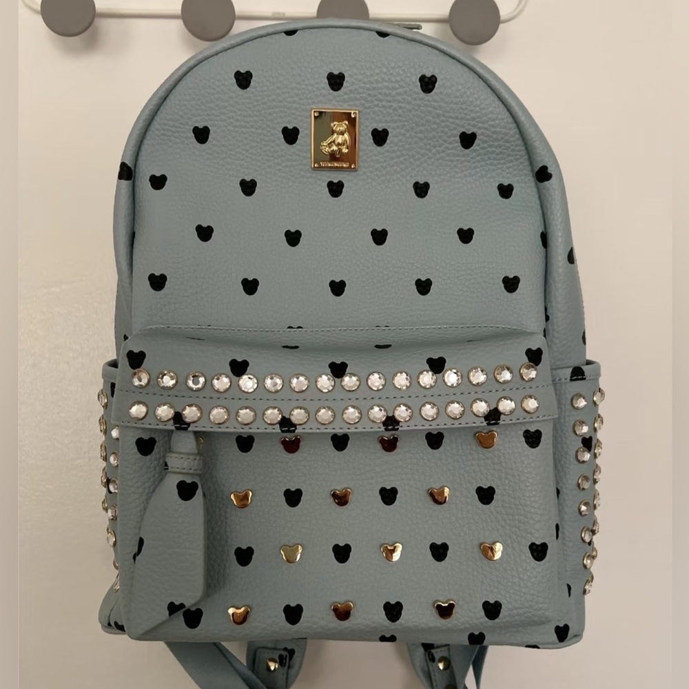 Heart Studded Backpack with Rhinestones